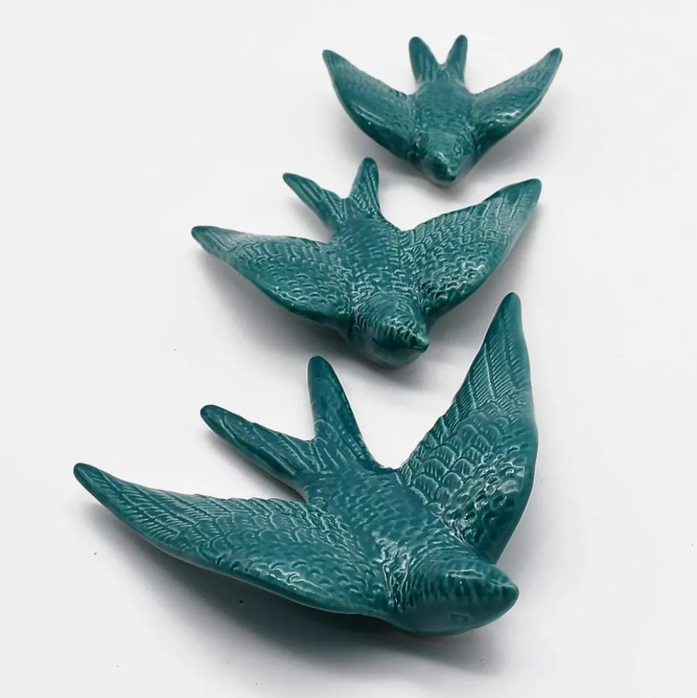 Hirondelle en céramique - Bleu canard