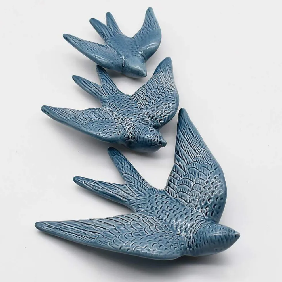 Hirondelle en céramique - Bleu moyen