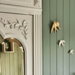 Hirondelle en céramique - Dorée