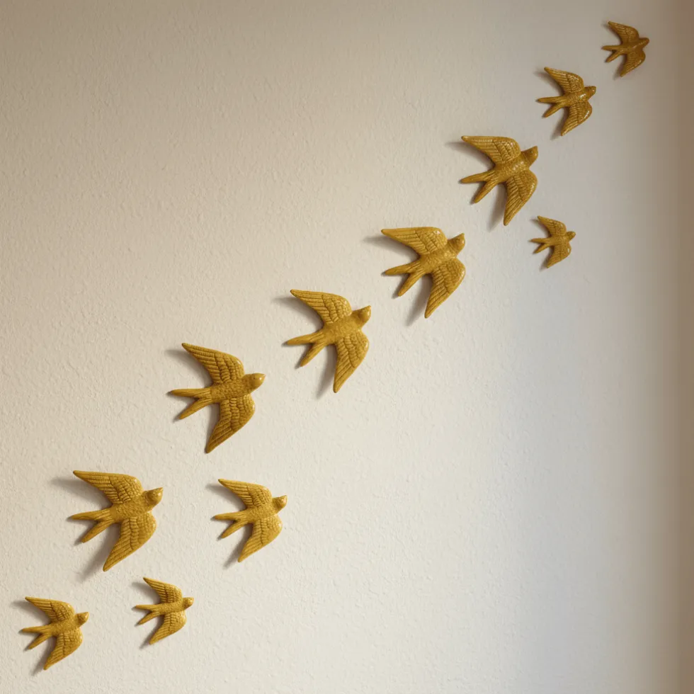 Hirondelle en céramique - Jaune moutarde