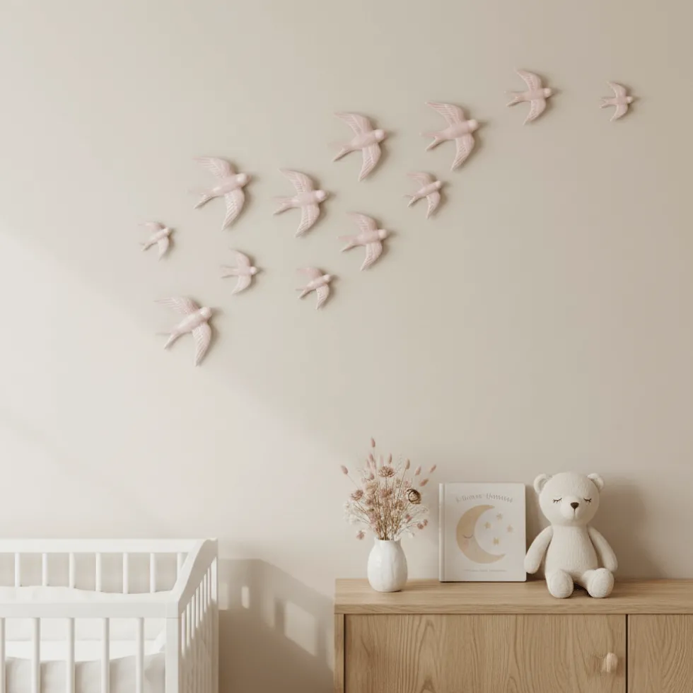 Hirondelle en céramique - Rose pâle