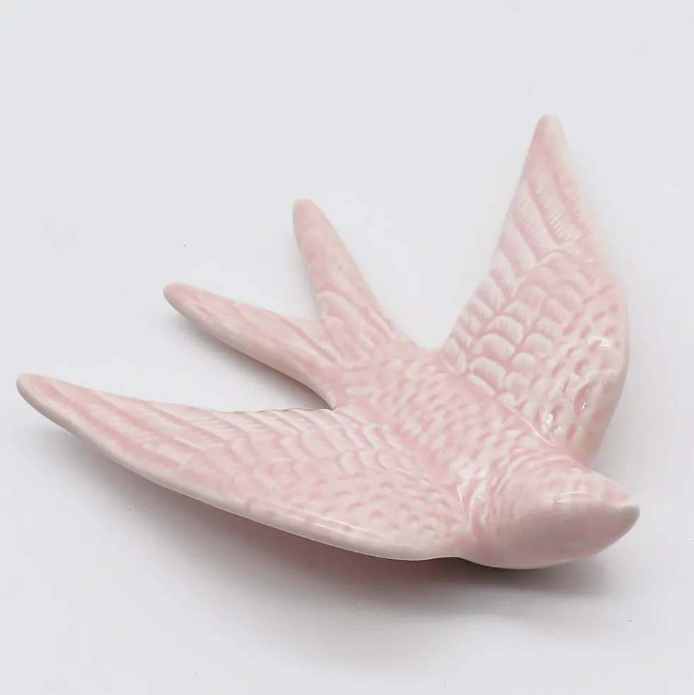 Hirondelle en céramique - Rose pâle