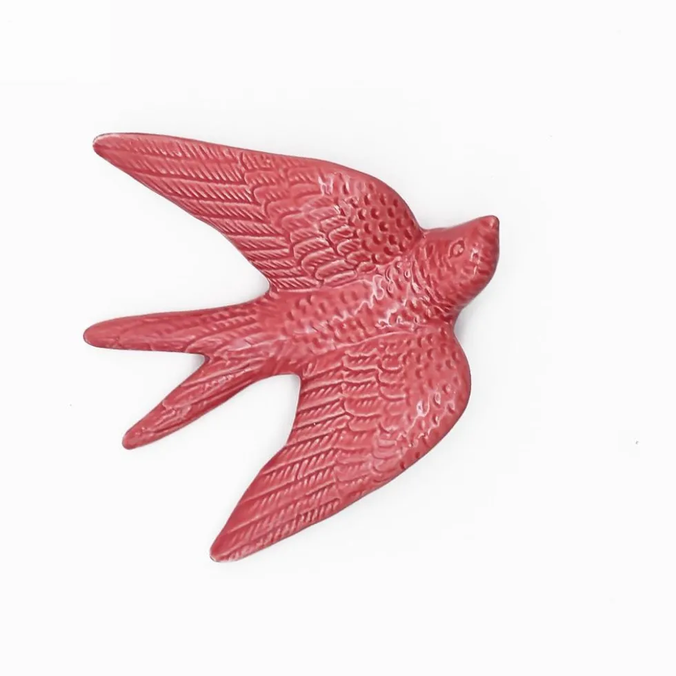 Hirondelle en céramique - Vieux rose