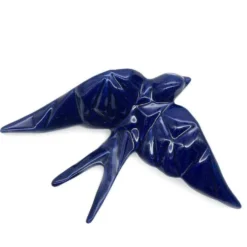 Hirondelle stylisée en céramique - Bleu Cobalt