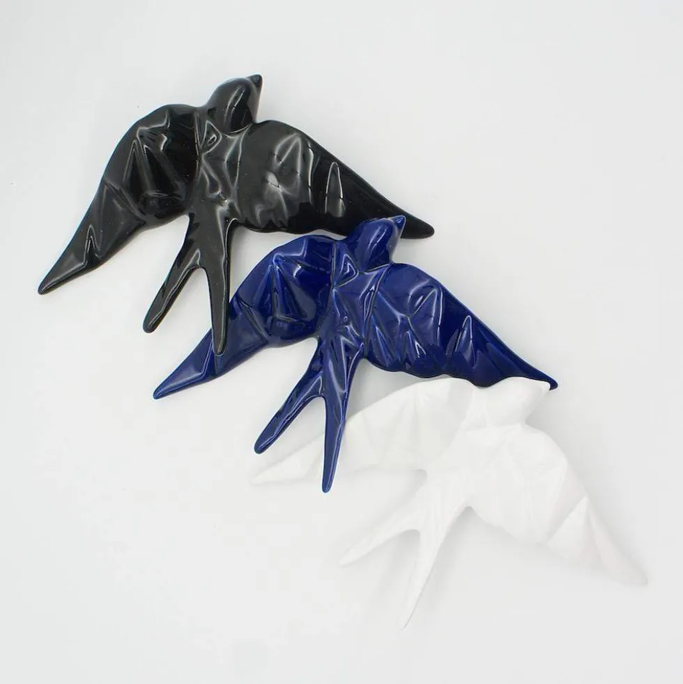 Hirondelle stylisée en céramique - Noire