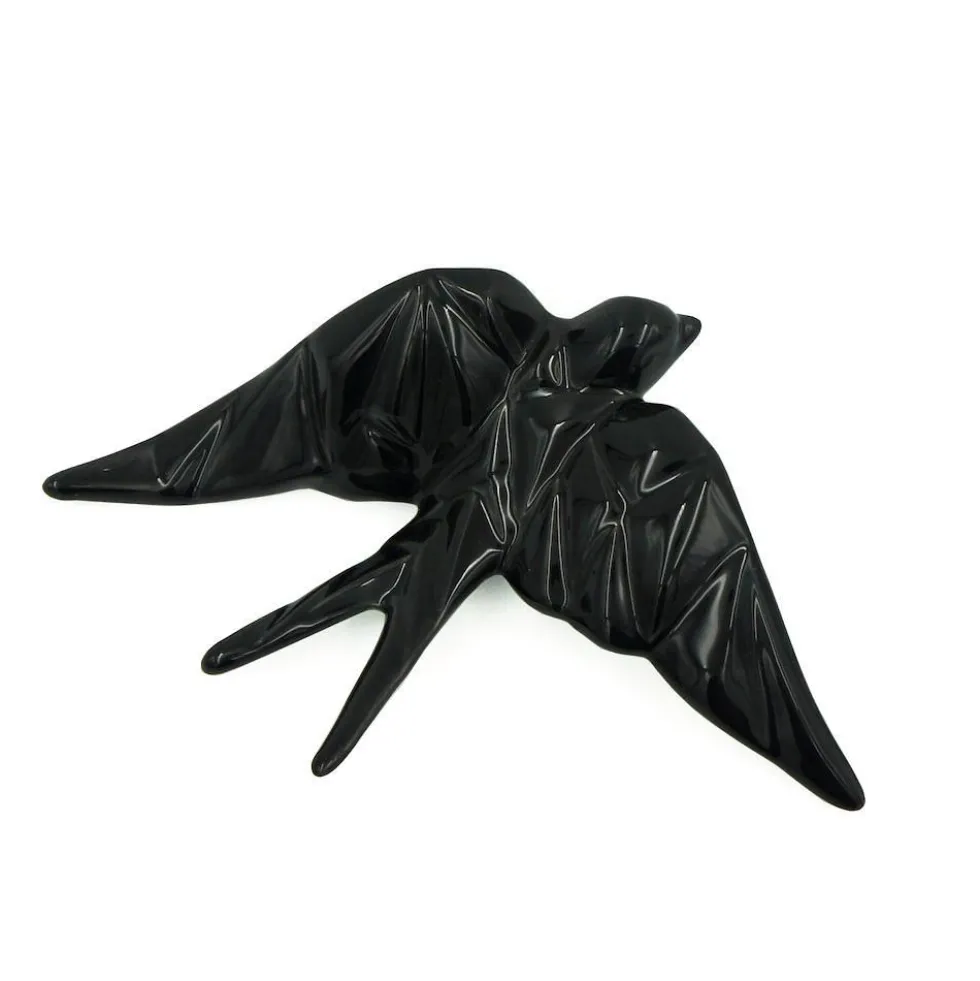 Hirondelle stylisée en céramique - Noire