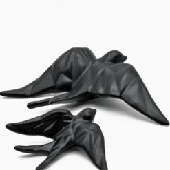 Hirondelle stylisée en céramique - Noir mat