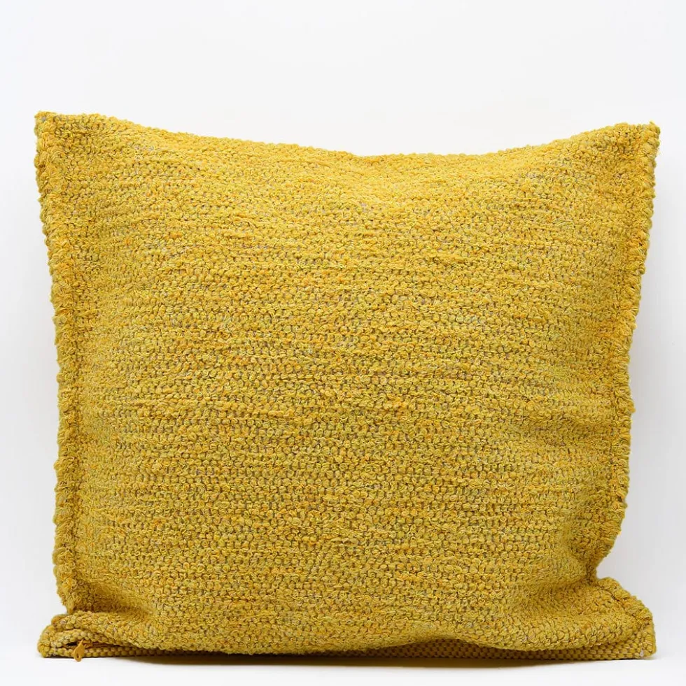Housse de coussin artisanale 60x60 - Jaune