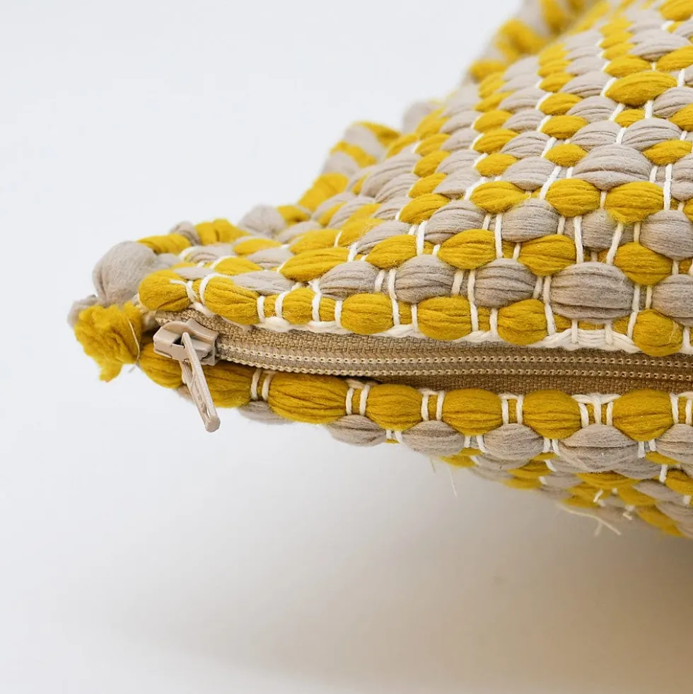 Housse de coussin en fibres recyclées - Jaune