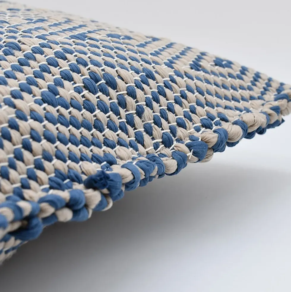 Housse de coussin en fibres recyclées - Bleu