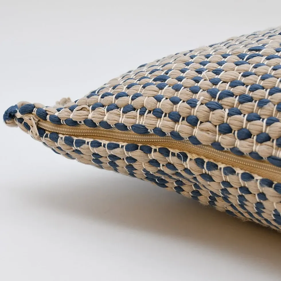 Housse de coussin en fibres recyclées - Bleu