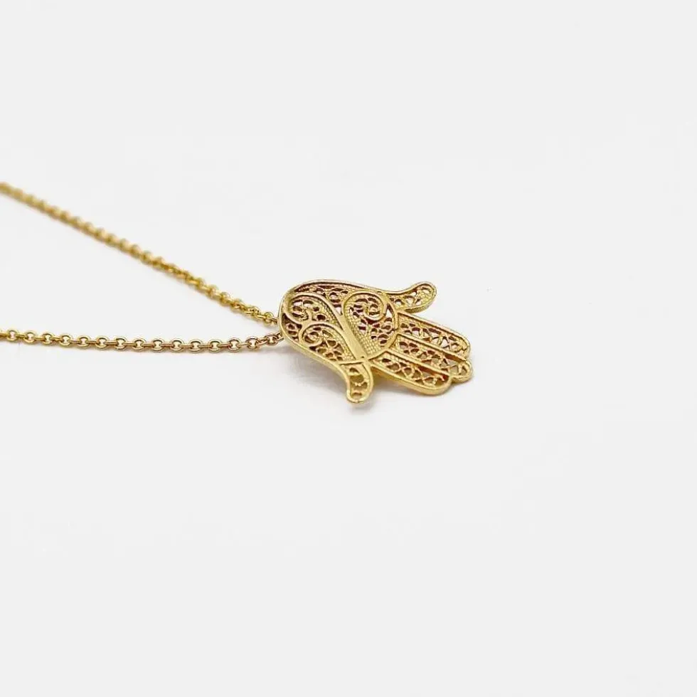Mão de Fátima I Collier en argent doré