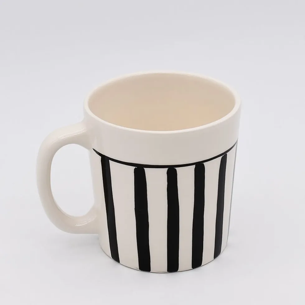 Mug rayé rayé "Costa Nova Mar" - Noir