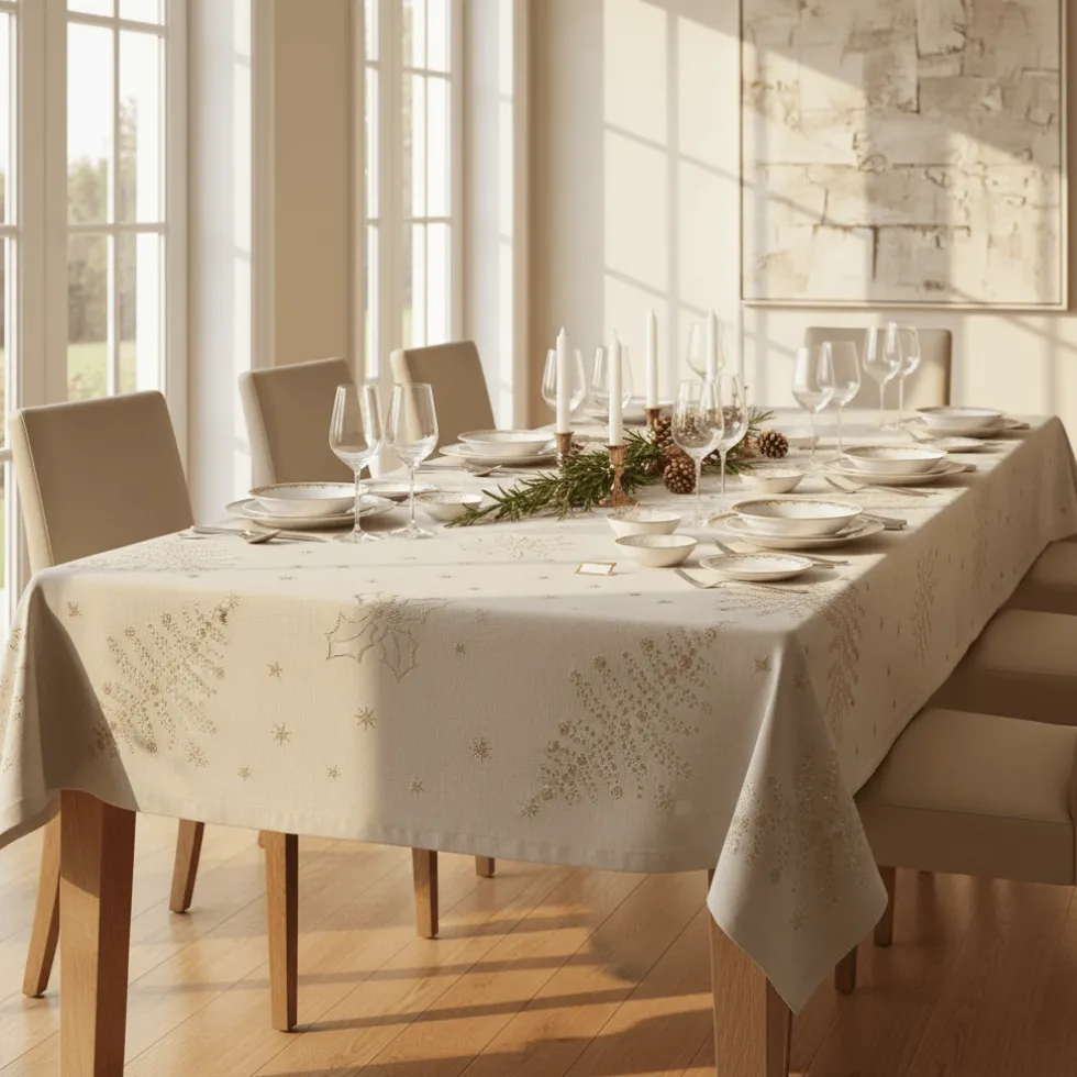 Nappe en coton "Festas" - Beige
