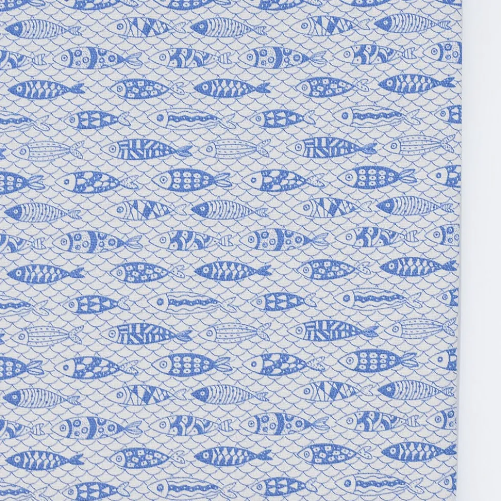 Nappe en coton "Sardinhas" - Bleu