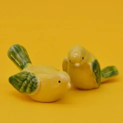 Paire d'oiseaux en céramique - Jaune