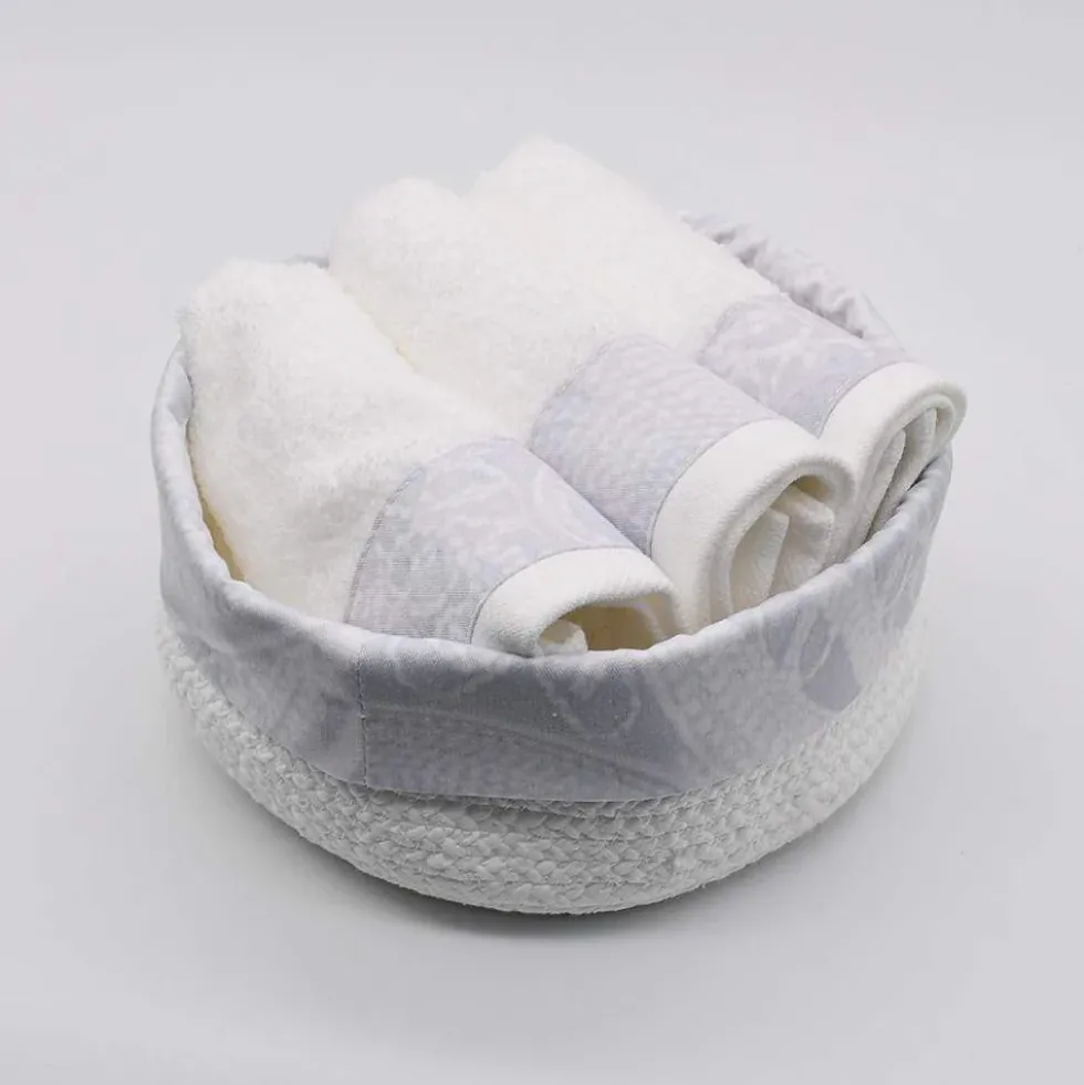 Panier en coton à parements gris