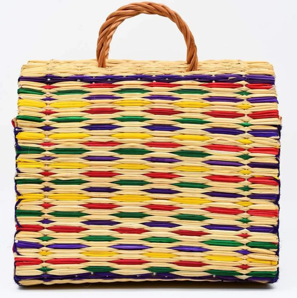 Panier en jonc 30cm - Multicolore