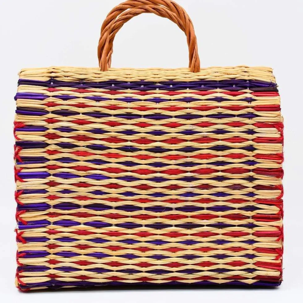 Panier en jonc 30cm - Multicolore