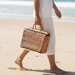 Panier en jonc 30cm - Multicolore