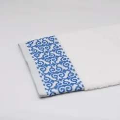 Parure de bain 3 pièces - Blanc et bleu