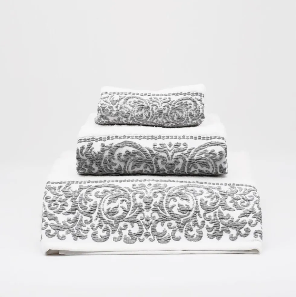 Parure de bain 3 pièces - Blanc et gris