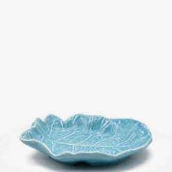 Petite assiette en céramique en forme de feuille de chou - Turquoise
