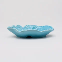 Petite assiette en céramique en forme de feuille de chou - Turquoise