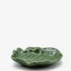 Petite assiette en en céramique en forme de feuille de chou - Verte
