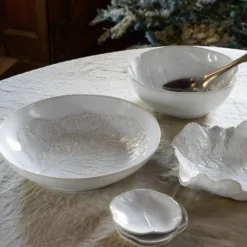 Petite assiette en grès en forme de chou 13cm - Blanc