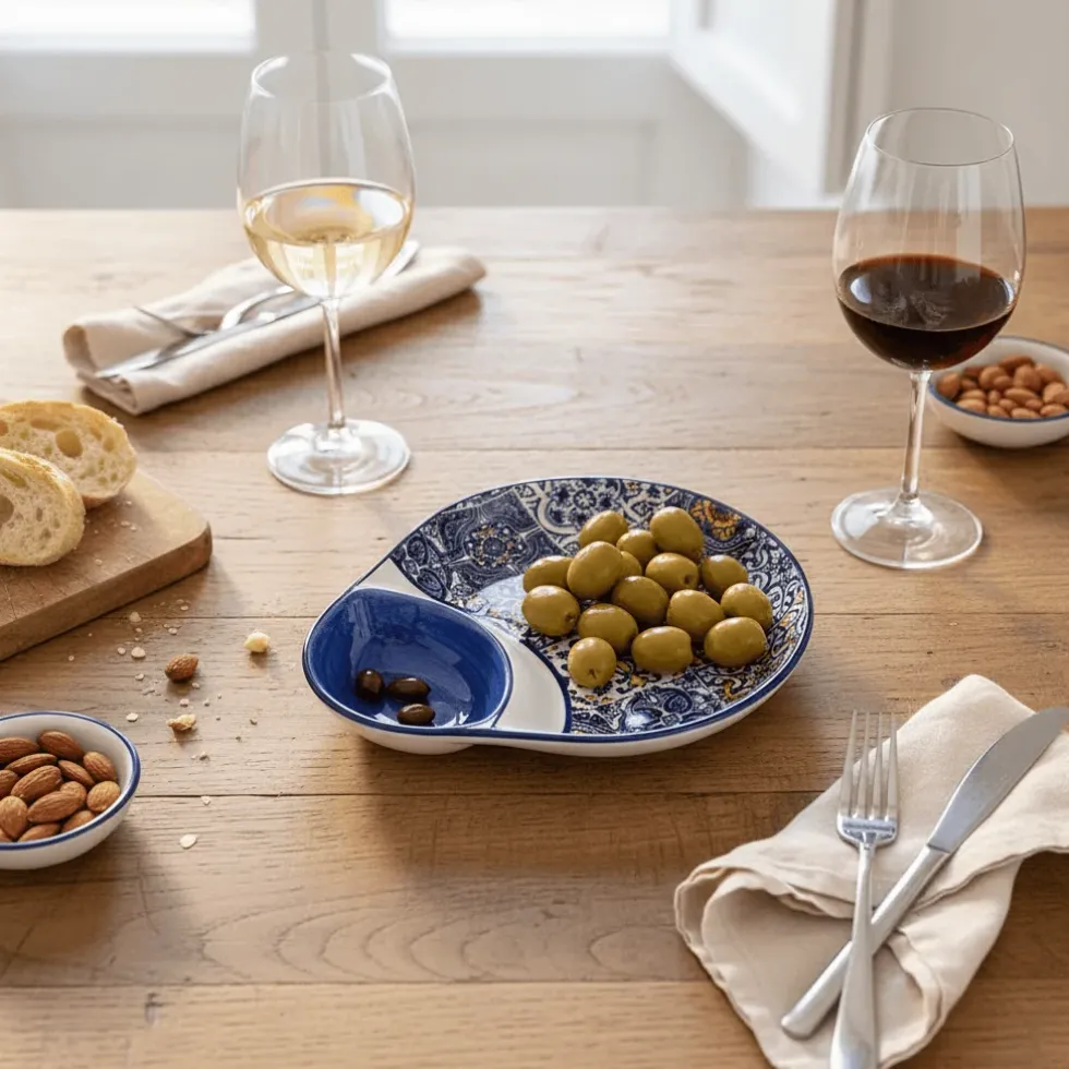 Petite assiette à olives en céramique "Azulejos" - Bleue
