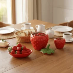 Petit plat de service en céramique en forme de fraise