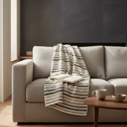 Plaid Couvre-lit en coton 240x200 - Gris