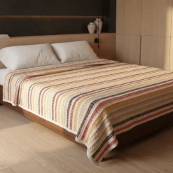 Plaid Couvre-lit en coton 240x200 - Marron