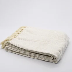 Plaid en coton "Chevrons" - Blanc