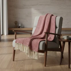 Plaid en coton "Chevrons" - Bordeaux