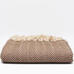 Plaid en coton "Chevrons" - Camel