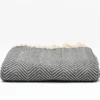 Plaid en coton "Chevrons" - Gris moyen