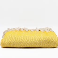 Plaid en coton "Chevrons" - Jaune