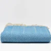 Plaid en coton "Chevrons" - Turquoise