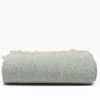 Plaid en coton "Chevrons" - Vert d'eau