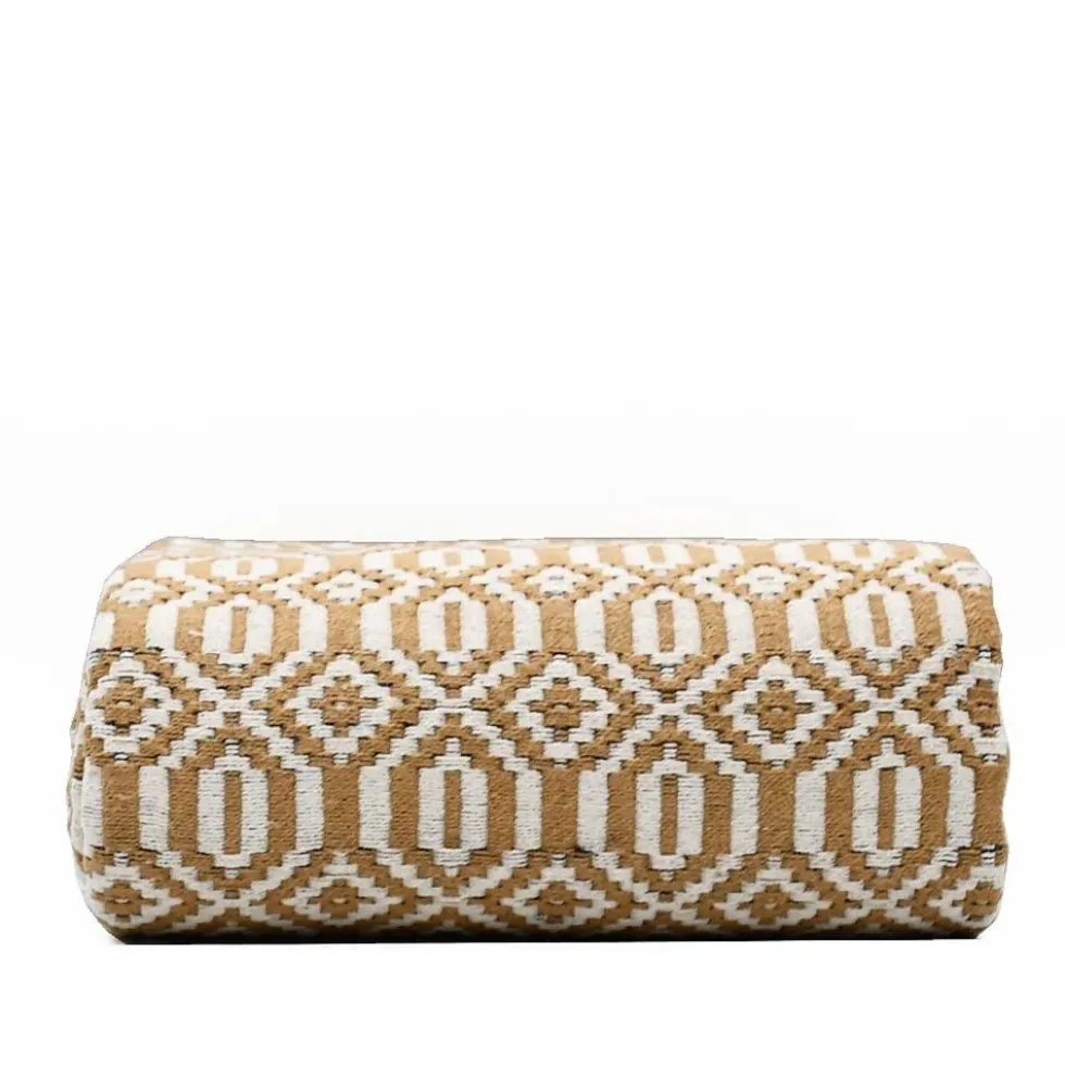 Plaid en coton "Hexa" - Camel