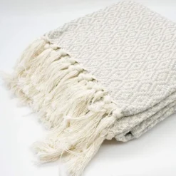 Plaid en coton "Losango" - Gris clair