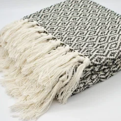 Plaid en coton "Losango" - Noir