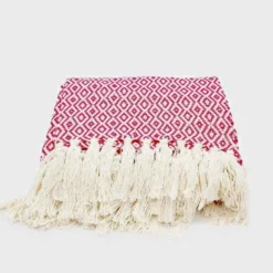 Plaid en coton "Losango" - Rose