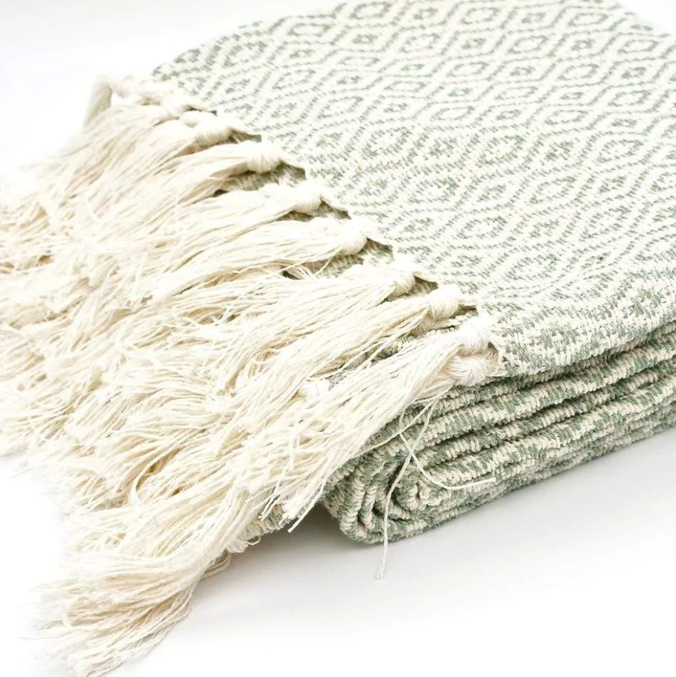 Plaid en coton "Losango" - Vert clair