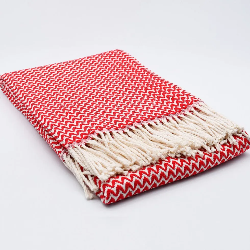 Plaid en coton "Ondas" - Rouge