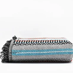Plaid traditionnel à frange "Manta de Mira de Aire" - Gris moyen