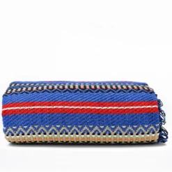 Plaid traditionnel à frange "Manta de Mira de Aire" - Bleu
