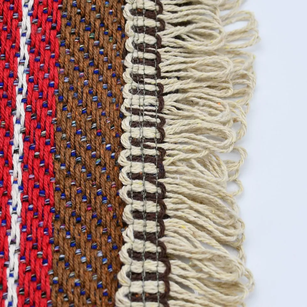 Plaid traditionnel à frange "Manta de Mira de Aire" - Marron